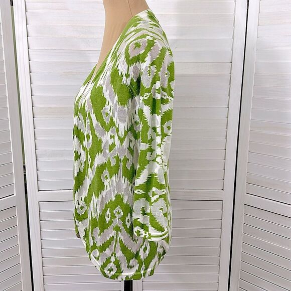 Chico's Cardigan Size 1 (8) Tianna Ikat Burnout Long Sleeve - Picture 7 of 16